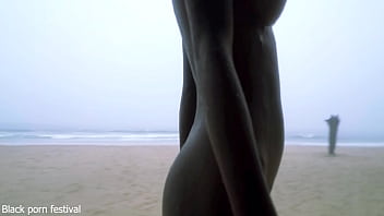 Skinny ebony village girl dancing naked in the rain with her perfect slim body