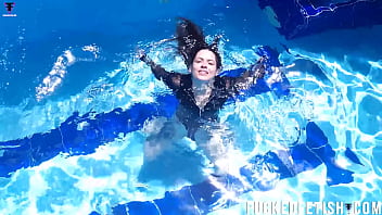 Skinny petite swim perfect ass pool