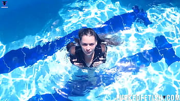 Skinny petite swim perfect ass pool