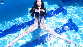 Skinny petite swim perfect ass pool