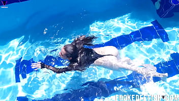 Skinny petite swim perfect ass pool