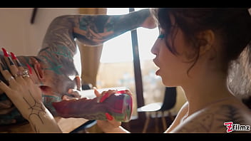 Twotattooed lesbian anal gape and squirt and big toy