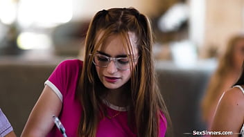 Emma Starletto Is A Multi Tasker By Natureshe Can Help Her Students While Sucking Off The Pizzaguys Cockthe Small Tits Blonde Is Fucked Ifo Them thumbnail