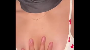 Arab hijab slut teases with her bouncy tits solo muslim girl grabs her perfect boobs