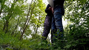 Son in law begged mother in law for sex on the outdoor but only got a handjob