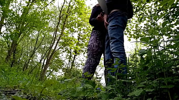 Son in law begged mother in law for sex on the outdoor but only got a handjob