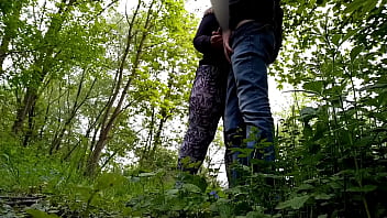 Son in law begged mother in law for sex on the outdoor but only got a handjob