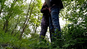 Son in law begged mother in law for sex on the outdoor but only got a handjob