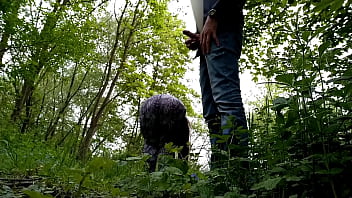 Son in law begged mother in law for sex on the outdoor but only got a handjob