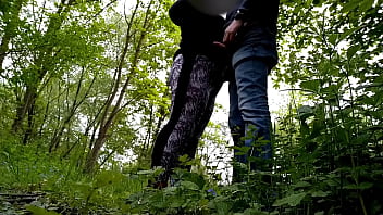 Son in law begged mother in law for sex on the outdoor but only got a handjob