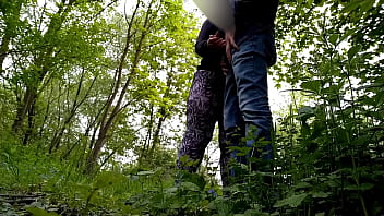 Son in law begged mother in law for sex on the outdoor but only got a handjob