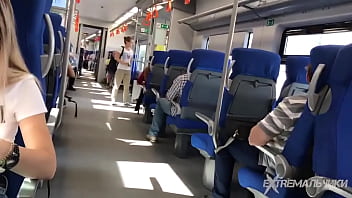 Crazy twink is wanking in the public full train