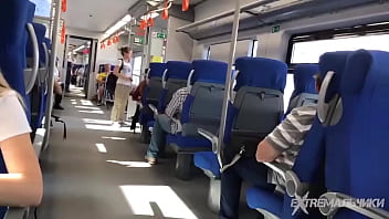 Crazy twink is wanking in the public full train