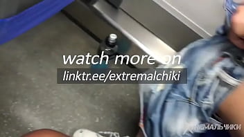 Crazy twink is wanking in the public full train