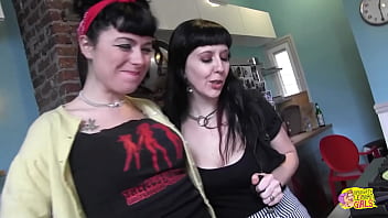 Two dark haired goth females engage in various unconventional activities around the home Two dark haired goth females engage in various unconventional activities around the home