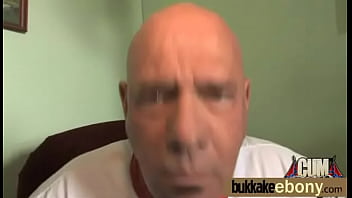 Hot ebony chick in interracial gangbang 17