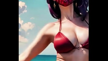 Akali Brings Her Rebel Style To The Shore Crimson Bikini Glowing Under The Sun While Her Mask Hides More Than Just Her Face The Rogue Assassin Turns Summer Into Danger And Desire thumbnail