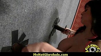 I sneak black bj as i fuck husband thrue gloryhole 1
