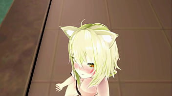 Nekomata okayu hentai dance hololive underwear cat girl mmd 3d blonde hair clip