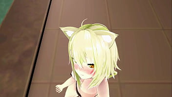 Nekomata okayu hentai dance hololive underwear cat girl mmd 3d blonde hair clip