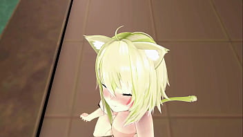 Nekomata okayu hentai dance hololive underwear cat girl mmd 3d blonde hair clip