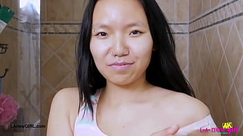 Radiant asian muse enjoys a sensual bath