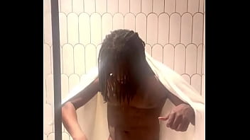 Oiling up in the shower
