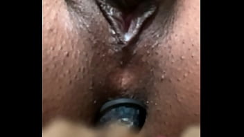 Pinky edging her meaty ebony pussy until she can’t take it anymore