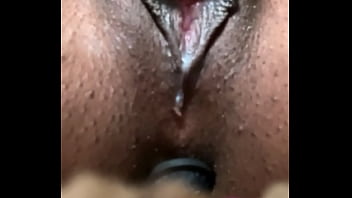 Pinky edging her meaty ebony pussy until she can’t take it anymore