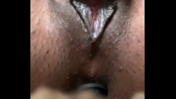 Pinky edging her meaty ebony pussy until she can’t take it anymore