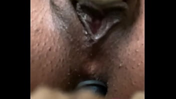 Pinky edging her meaty ebony pussy until she can’t take it anymore