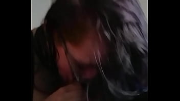 Clothed female sucking dick and swallowing