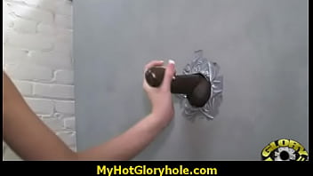 Gloryhole interracial sucking and facial cum 13