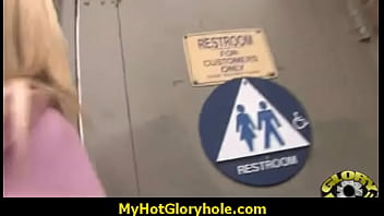 Gloryhole interracial sucking and facial cum 13