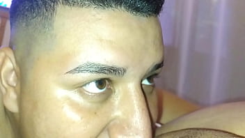 My cuckold show me his beautiful eyes while cleaning up my pussy from fucking with other men