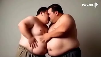 Gay dad kisses warmly both of them