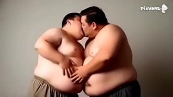 Gay dad kisses warmly both of them