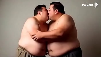 Gay dad kisses warmly both of them