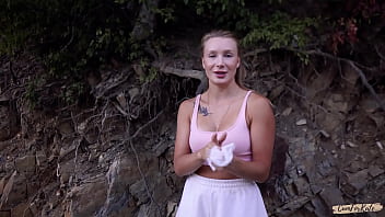 Real sex vlog in the forest she jokes a lot and swallows cum