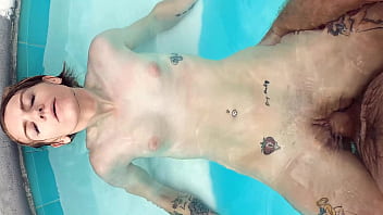 Hazel haze fucks and sucks cock poolside