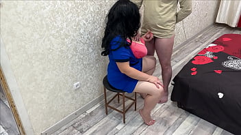 Mature milf jerked off his cock with her hand and allowed herself to be fucked in anal