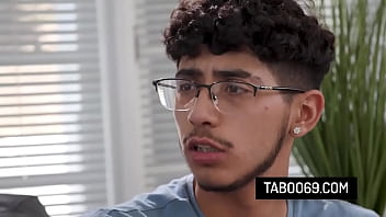 Blonde stepmom let stepson play and fuck her big tits