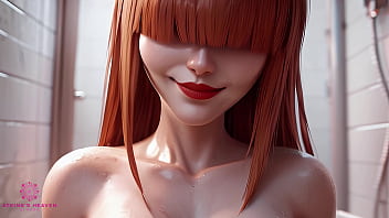 In the shower with a gorgeous redhead cum on her face pov ai