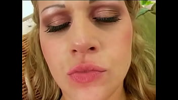 Horny blonde enjoys a strong pole sink deep into her cute pussy