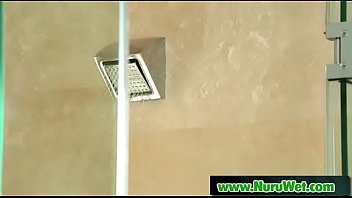 Busty japanesse masseuse please her client with nuru gel 12