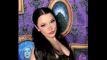 Pigtails goth girl takes off bra in haunted house with music