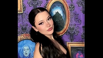 Pigtails goth girl takes off bra in haunted house with music