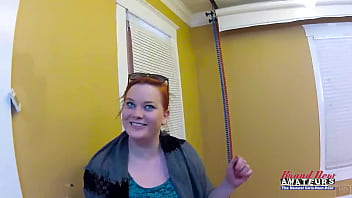 Busty ginger carloyn masturbates and deepthroats a dick