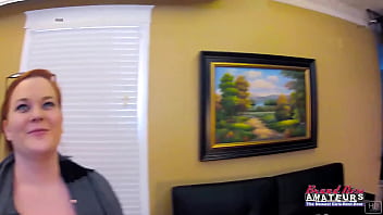 Busty ginger carloyn masturbates and deepthroats a dick