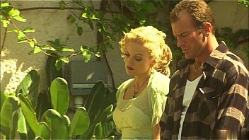 Slutty blonde in stockings fucks horny hunk in a bar